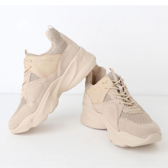 Steve Madden Movement Beige Multi Suede Leather Sneakers - Picture 3 of 10